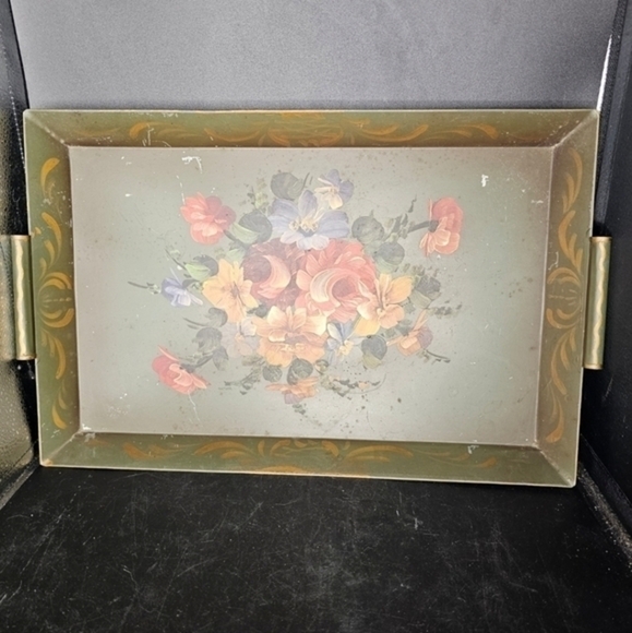 Vintage hand  painted metal‎ tray - Picture 7 of 7